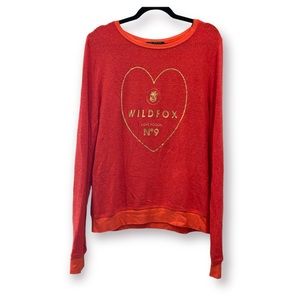 WILDFOX Baggy Beach Jumper Red Love Potion No. 9 Sweatshirt Large